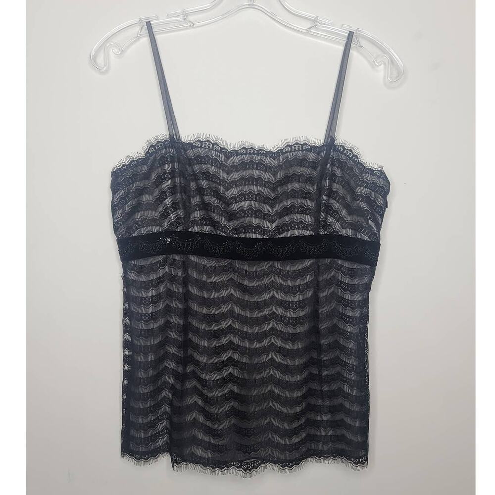 Ann Taylor black white lace tank camisole - 4P / 4 petite